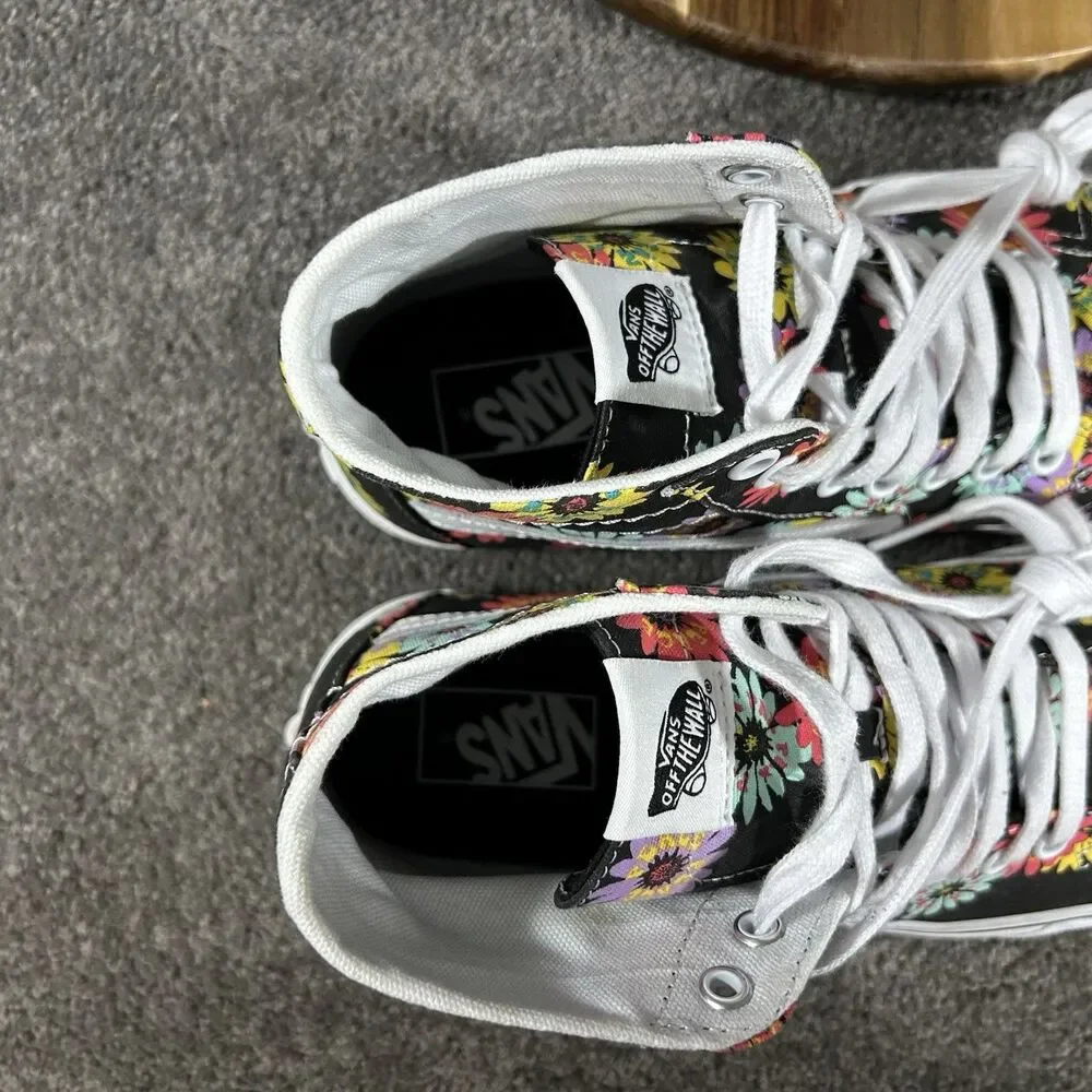 Vans Sk8-Hi Tapered Women’s Size 10 Peace Floral Sunflowers Skate Shoes Used